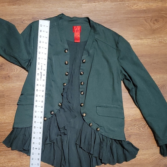 V Cristina Olive green jacket with gold button detail size large - Picture 7 of 9